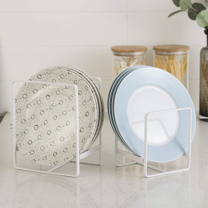 ORZ Organizer for Cabinet, Set of 2 Plate Holders Metal Plate Storage Rack for Counter-top and Cupboard - Image 3